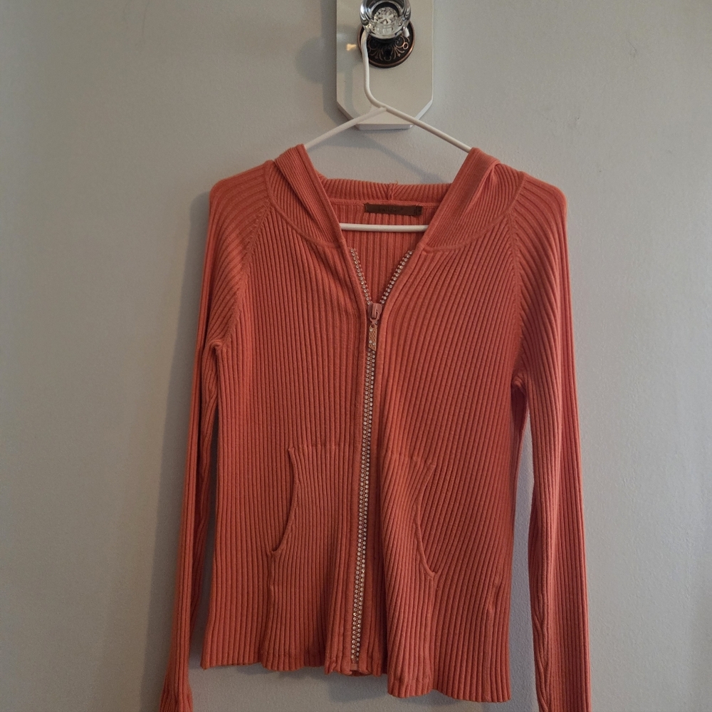 Belldini Orange Ribbed Women's Cardigan